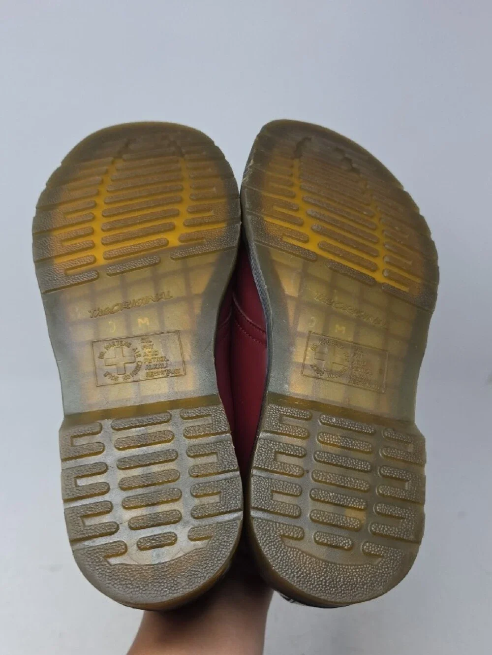 Dr. Martens Burgundy Leather Oxford with Yellow Stitching Size 13